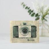 Grunge Vintag Camera Postkarte (Stehend Vorderseite)