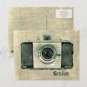 Grunge Vintag Camera Postkarte (Vorne/Hinten)