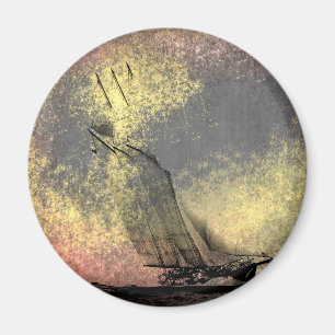 Grunge Vintag Racing Yacht Magnet
