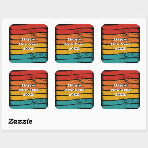 Grunge Vintag Retro Sunset Happy New Year 20xx Quadratischer Aufkleber