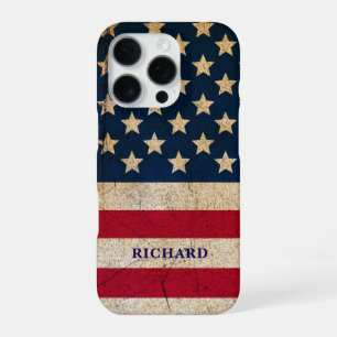 Grunge Vintage Amerikanische Flagge iPhone 16 Pro Hülle