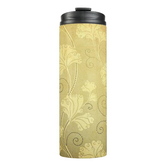 Grunge Vintage Blume Muster. Thermosbecher (Vorderseite)