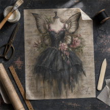 Grunge Vintage Feen Schwarz Ballett Art Decoupage