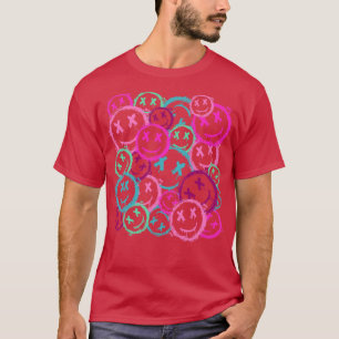 Grunge Vintage Graffiti Street Art Lächeln Pink T-Shirt
