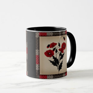 Grunge Vintage Retro-Pappi, rote Blume Tasse