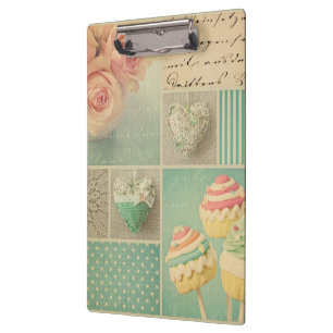 grunge vintage shabby chic türkisfarben rosa colla klemmbrett