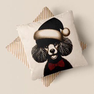 Grunge Vintage Style Weihnachts-Pudel-Wurfkissen Kissen