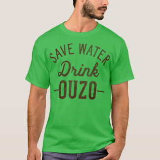 Grunge Vintage Wasser sparen Trinke Ouzo T-Shirt