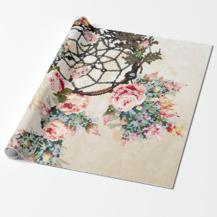 Grunge Vintager boho Hintergrund mit indischem Tra Geschenkpapier