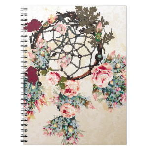 Grunge Vintager boho Hintergrund mit indischem Tra Notizblock
