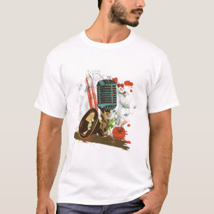 Grunge Vintager Mikrofonvektor T-Shirt