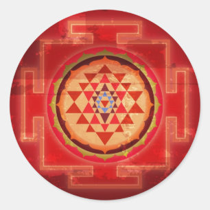 Grunge Vintages Shree Yantra Runder Aufkleber