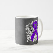 Grunge Violet Ribbon Wings, Hodgkin-Lymphom Kaffeetasse (VorderseiteRechts)