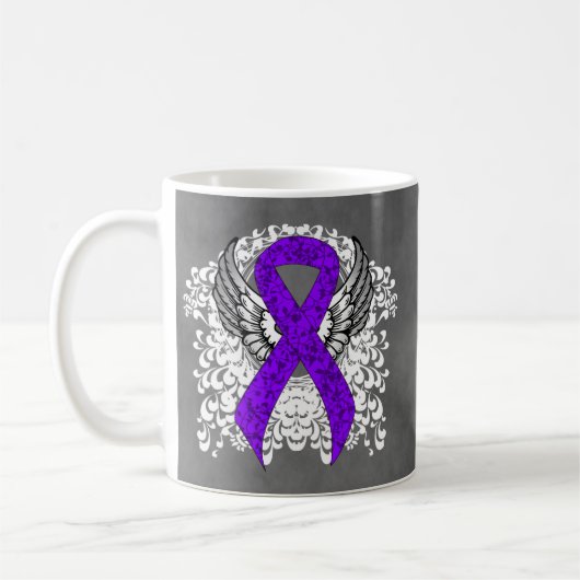 Grunge Violet Ribbon Wings, Hodgkin-Lymphom Kaffeetasse (Links)