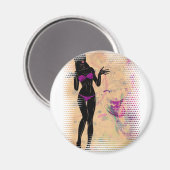 Grunge violett Bikini Girl Silhouette 2 Magnet (Vorderseite/Rückseite)