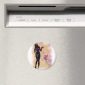Grunge violett Bikini Girl Silhouette 2 Magnet (In Situ (Geschirrspüler))