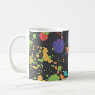 Grunge Wasserfarbe: Farbenfrohe Flecken Muster. Kaffeetasse