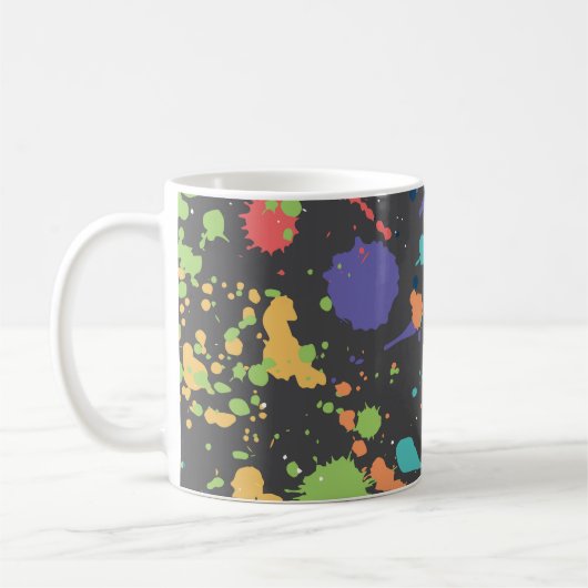 Grunge Wasserfarbe: Farbenfrohe Flecken Muster. Kaffeetasse (Links)