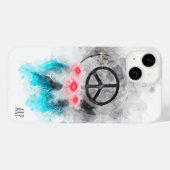 *~* Grunge Wasserfarbe Peace Sign Feathers Blume Case-Mate iPhone Hülle (Rückseite (Horizontal))