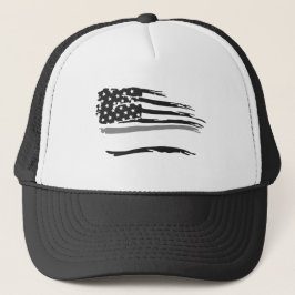 Grunge Wavy Officers Graue Linie Flagge Truckerkappe