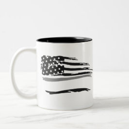 Grunge Wavy Officers Graue Linie Flagge Zweifarbige Tasse