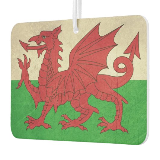Grunge Welsh Dragon FlagIllustration Autolufterfrischer (Links)