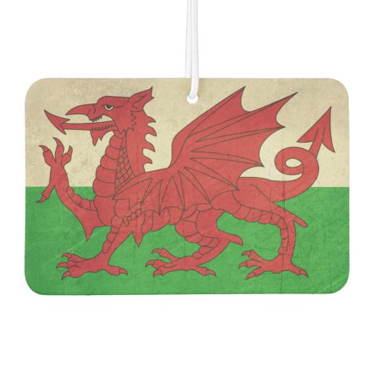 Grunge Welsh Dragon FlagIllustration Autolufterfrischer (Vorderseite)