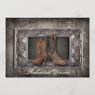 Grunge Western Cowboy Hochzeit Probe Dinner Einladung