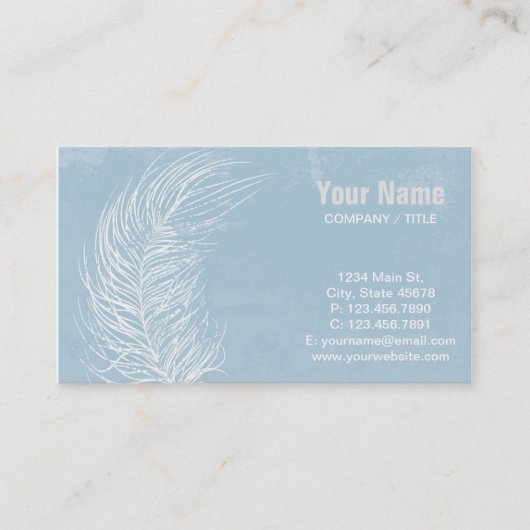 Grunge White Feather Visitenkarte (Vorderseite)