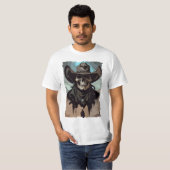 Grunge Wild West Cowboy Skull Sheriff Illustration T-Shirt (Vorne ganz)