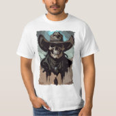 Grunge Wild West Cowboy Skull Sheriff Illustration T-Shirt (Vorderseite)