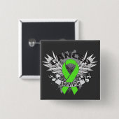 Grunge Winged Ribbon Lymphoma Survivor Button (Vorne & Hinten)