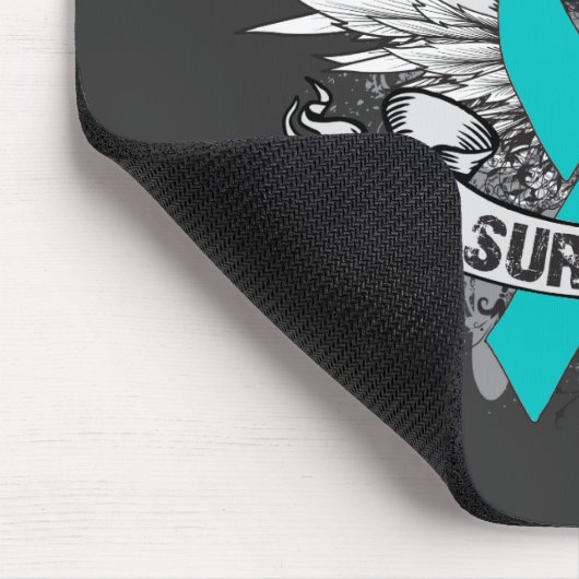 Grunge Winged Ribbon Ovarialkarzinom Survivor Mousepad (Ecke)