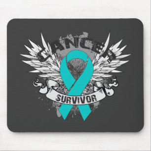 Grunge Winged Ribbon Ovarialkarzinom Survivor Mousepad
