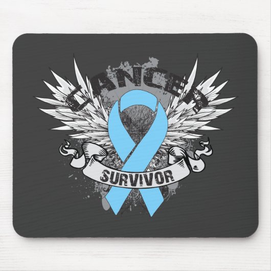 Grunge Winged Ribbon Prostatakrebsüberlebung Mousepad (Vorne)