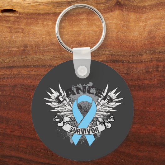 Grunge Winged Ribbon Prostatakrebsüberlebung Schlüsselanhänger (Vorderseite)