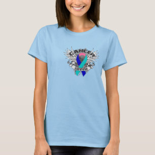 Grunge Winged Ribbon Schilddrüsenkrebsüberlebung T-Shirt