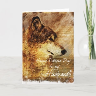 Grunge Wolf Husbands Vatertag Card Karte