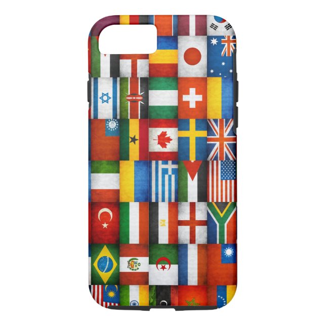 Grunge World Flags Collage Design Case-Mate iPhone Hülle (Rückseite)