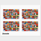 Grunge World Flags Collage Design Rechteckiger Aufkleber (Blatt)