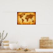 Grunge World Map Poster (Küche)