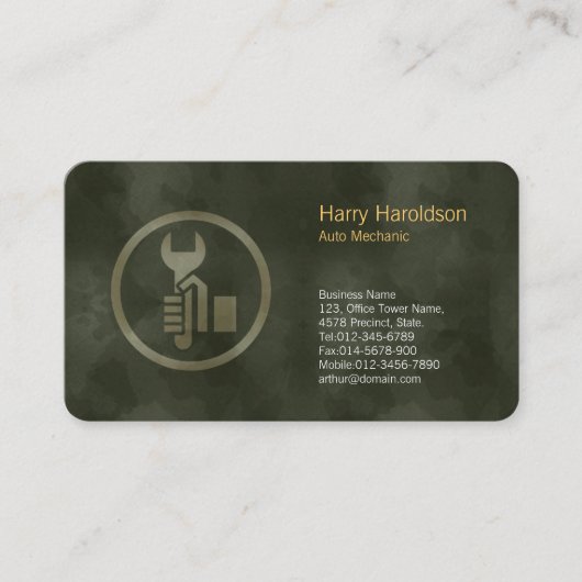 Grunge Wrench Icon Auto Mechanische Visitenkarte (Vorderseite)