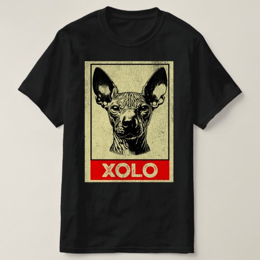 Grunge Xoloitzcuintli Illustrationsprofil T-Shirt (Design vorne)