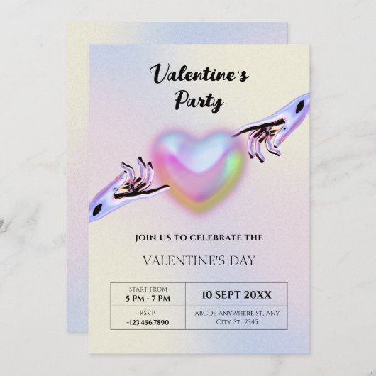 Grunge y2k Herz Einladung (Vorne/Hinten)