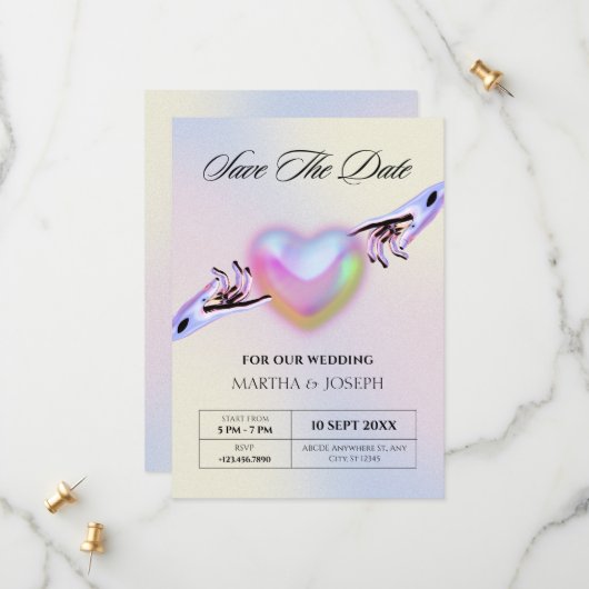 Grunge y2k Hochzeit Save The Date (Vorderseite/Rückseite Beispiel)