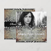 Grunge Zebra Stripes Abschluss Einladung (Vorne/Hinten)