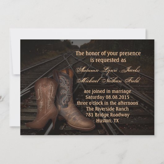 GrungebahnWestern-Cowboyhochzeit Einladung (Rückseite)