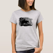 Grunged CowGirl Riding Pferd Thru Trees T-Shirt (Vorderseite)