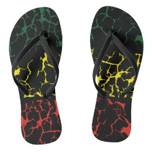 Grüngelb. Rot Badesandalen