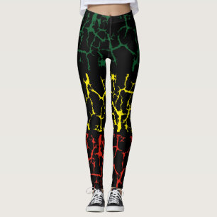 Grüngelb. Rot Leggings